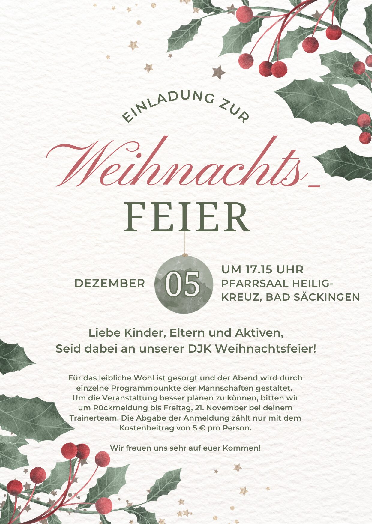 Einladung DJK Weihnachtsfeier 2025